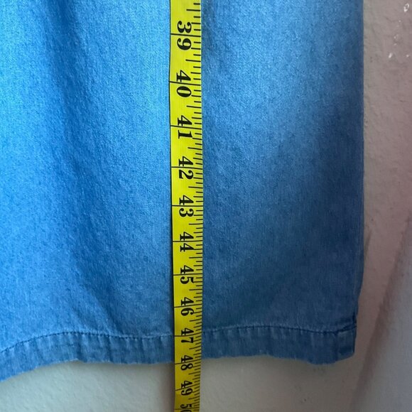 VTG Karin Steven Small Embroidered Denim Maxi Dress Peter Pan Collar Cottage - Picture 4 of 15